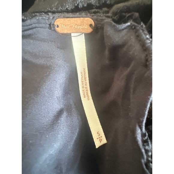 Free People 90s Forever Lace Up Crushed Velvet Wide Leg Jumpsuit EUC Black Small - Picture 7 of 7